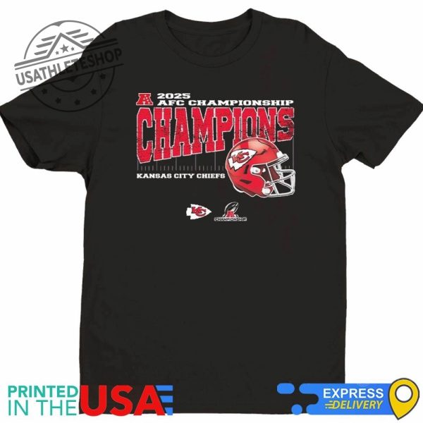 Kansas City Chiefs 2025 Afc Championship Conference Champions Vintage Style With Helmet Unisex Shirt usathleteshop 1