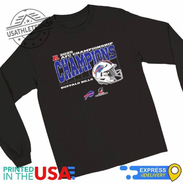 Buffalo Bills 2025 Afc Championship Conference Champions Vintage Style With Helmet Unisex Shirt usathleteshop 1 1
