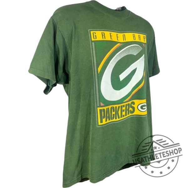 Vintage Green Bay Packers Logo Nfl Tee usathleteshop 1 2