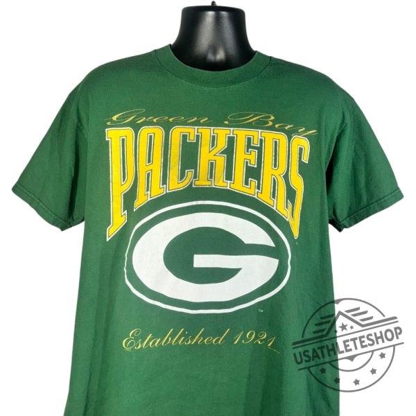 Vintage Green Bay Packers Established 1921 Nfl Tshirt Classic Team Tee usathleteshop 1 1
