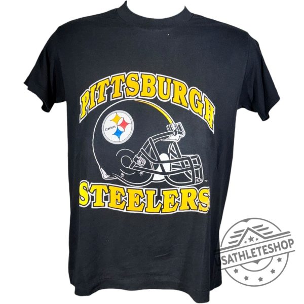 Vintage Pittsburgh Steelers Spellout Large Helmet Nfl Tshirt Classic Sports Tee usathleteshop 1