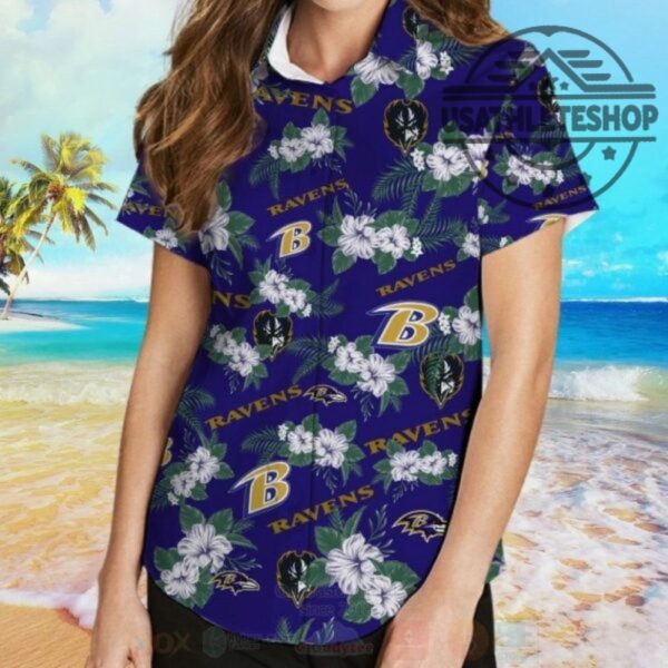 Nfl Baltimore Ravens Navy Hawaiian Shirt Short