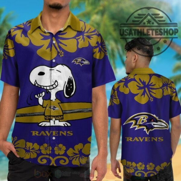 Nfl Baltimore Ravens And Snoopy Hawaiian Shirt Short