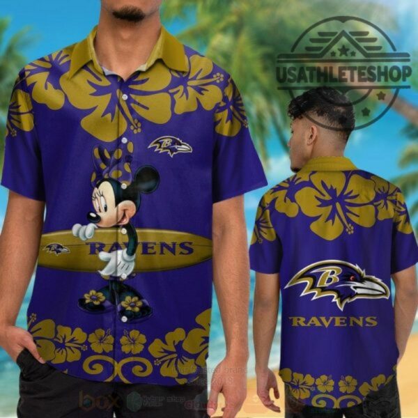Nfl Baltimore Ravens And Minnie Mouse Hawaiian Shirt Short