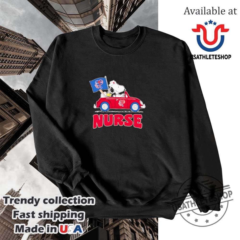 Nurse Snoopy And Woodstock Driving Car Philadelphia Phillies Shirt 5 Nurse Snoopy and Woodstock driving car Philadelphia Phillies shirt