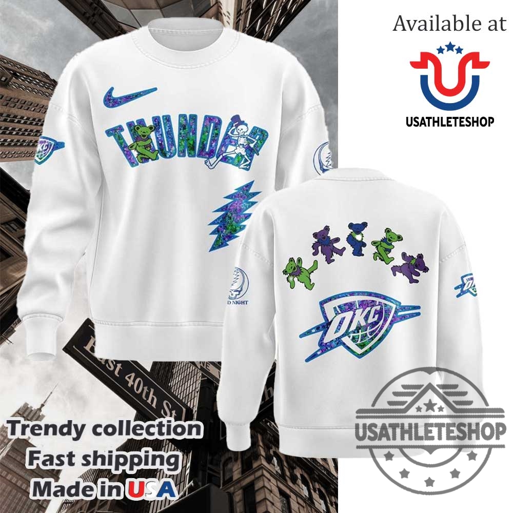 "Shop Trendy Hoodies: NBA and NCAA Team Styles Explored" 4 Oklahoma City Thunder Grateful Dead Night Hoodie