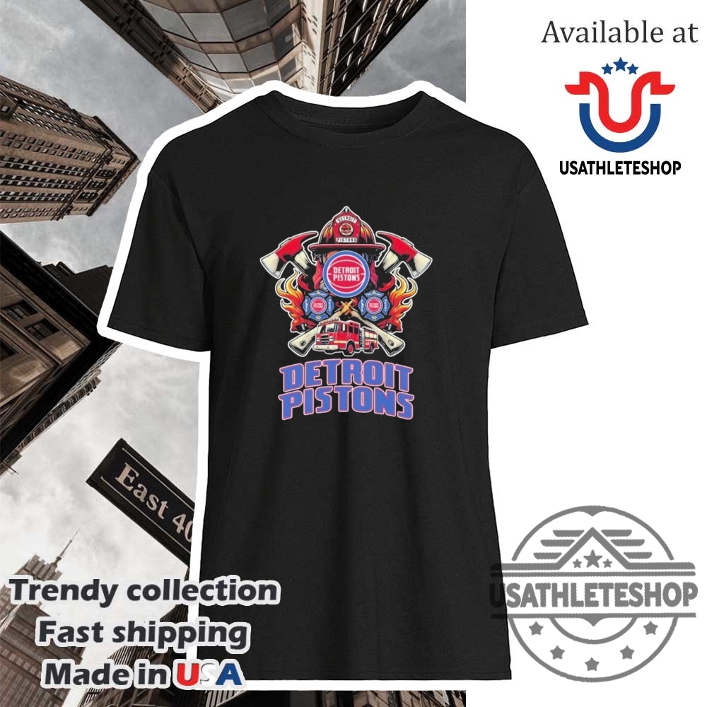 "Top 2025 Sports Fan T-Shirts: NBA, MLB, NHL Playoff Gear" 8 Detroit Pistons Fire Dept Firefighters Fan Tshirt
