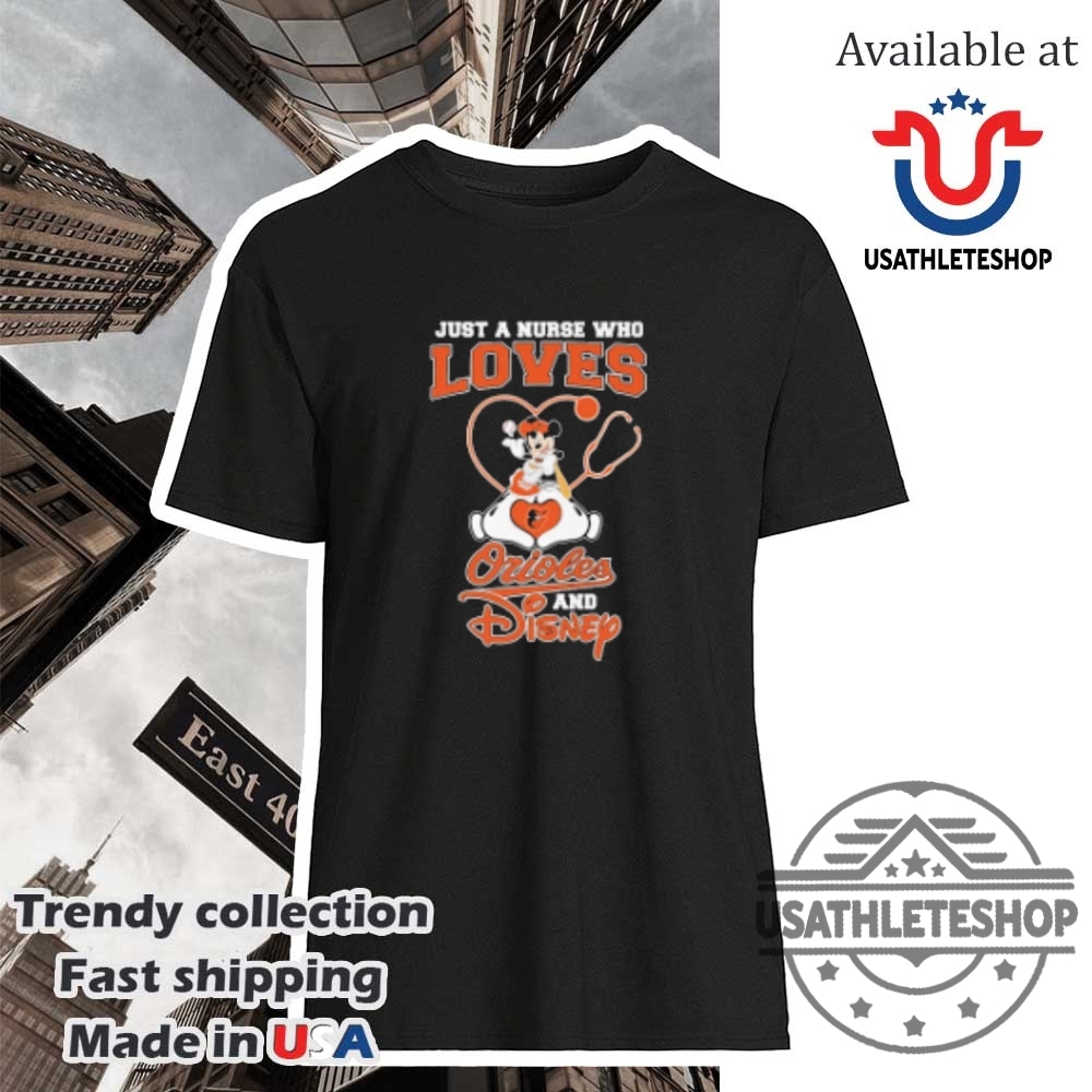 "Top 2025 Sports Fan T-Shirts: NBA, MLB, NHL Playoff Gear" 17 Just A Nurse Who Loves Baltimore Orioles Disney Tshirt