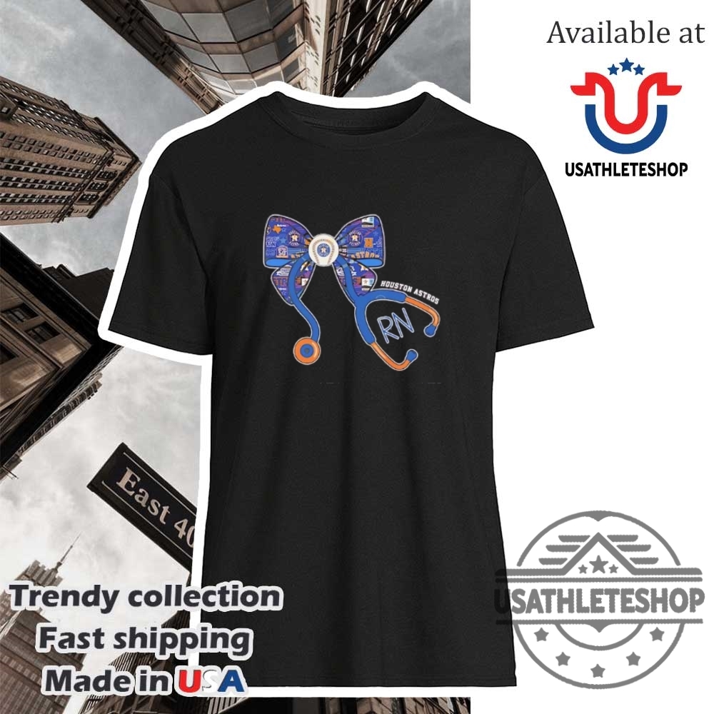 Proud Nurse And Houston Astros Baseball Fan Tshirt