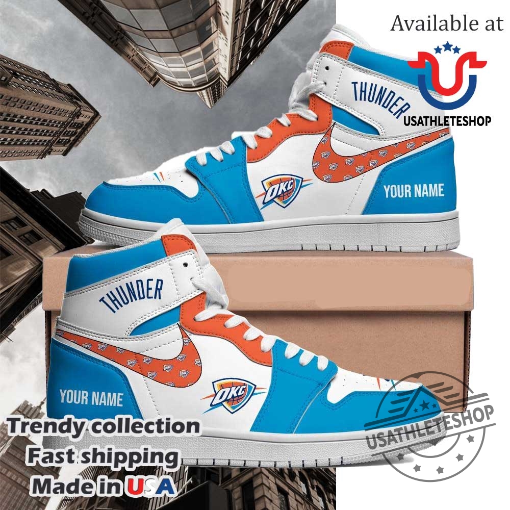 "Custom NBA Sneakers: Exclusive Timberwolves and Thunder Limited Editions" 5 Oklahoma City Thunder Custom Name Air Jordan 1 High Top Shoes Nba Fan Sneakers