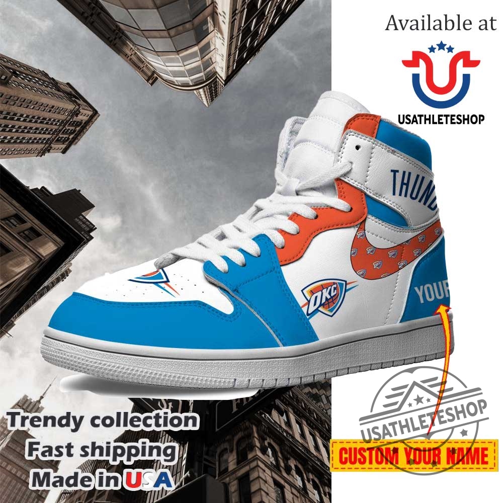 Oklahoma City Thunder Custom Name Air Jordan 1 High Top Shoes Nba Fan Sneakers 4 Oklahoma City Thunder Custom Name Air Jordan 1 High Top Shoes – NBA Fan Sneakers