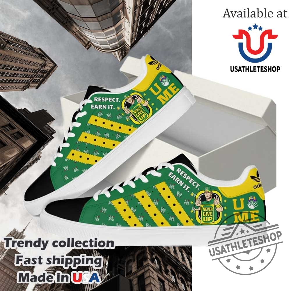 "Custom NBA Sneakers: Exclusive Timberwolves and Thunder Limited Editions" 9 John Cena Never Give Up Green Stan Smith Shoes Wwe Fan Sneakers