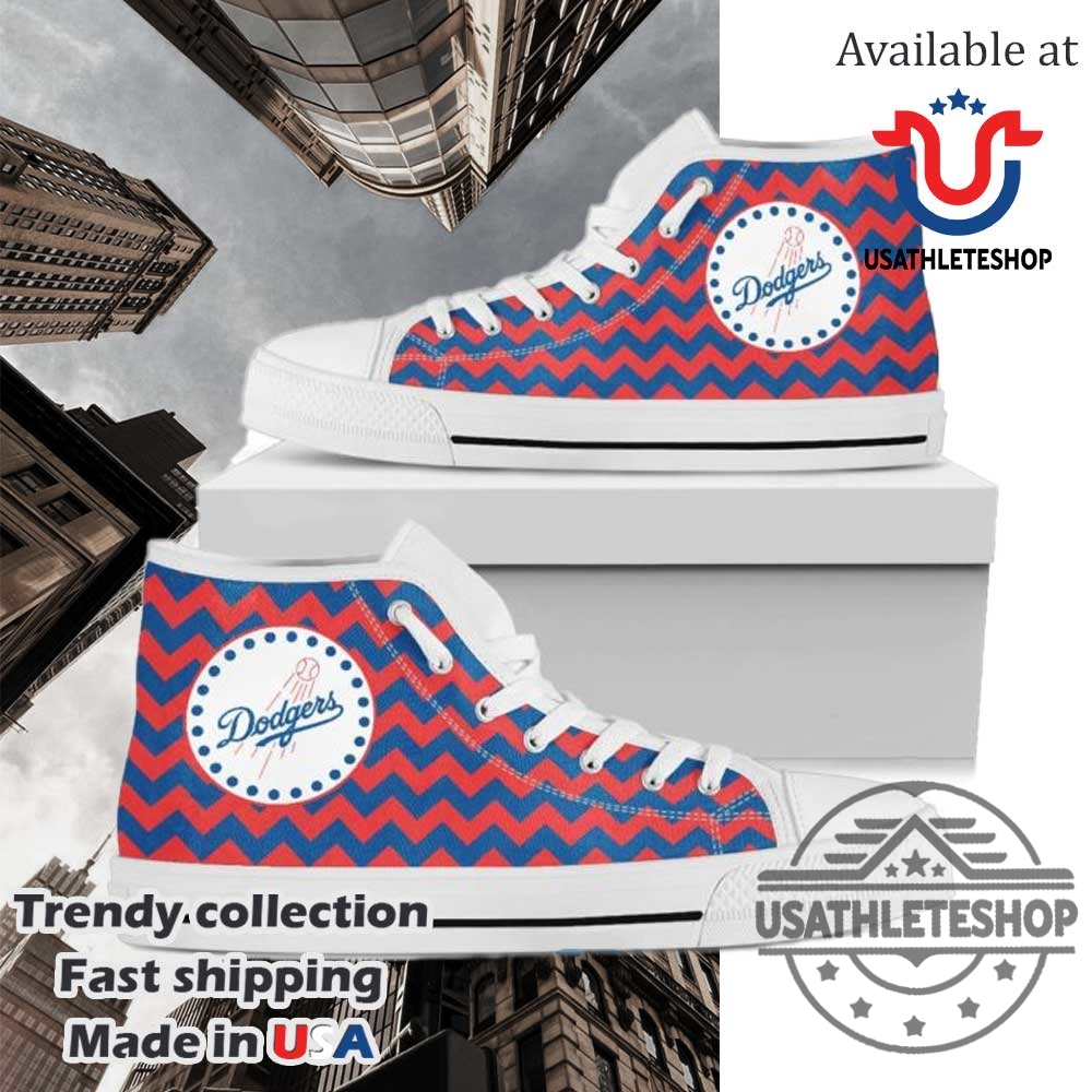 "Top Los Angeles Dodgers High Top Sneakers for Ultimate Fans" 4 Chevron Striped Los Angeles Dodgers High Top Shoes White Sole Custom Sneakers