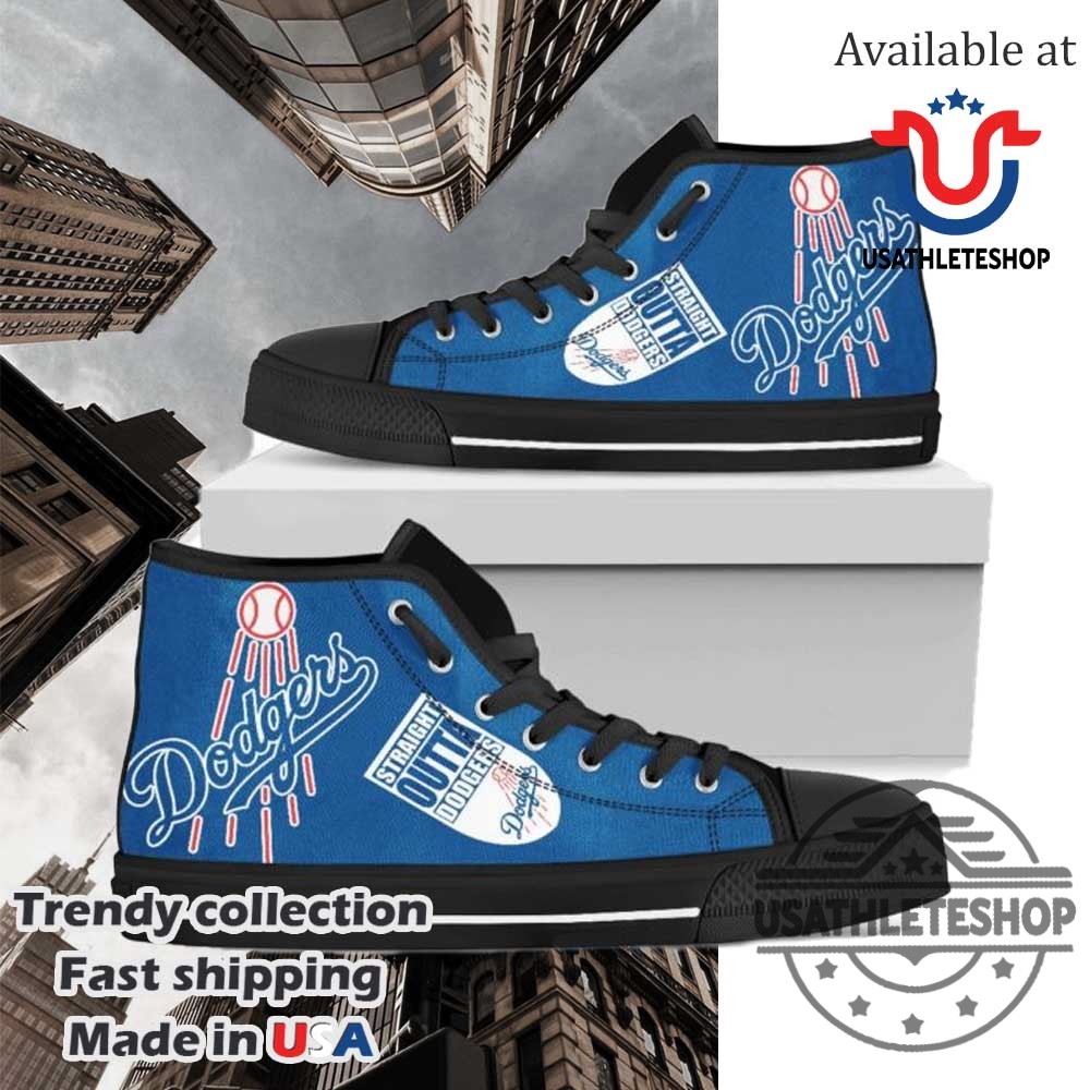 "Top Los Angeles Dodgers High Top Sneakers for Ultimate Fans" 6 Straight Outta Fans Los Angeles Dodgers High Top Shoes Black Sole Sneaker