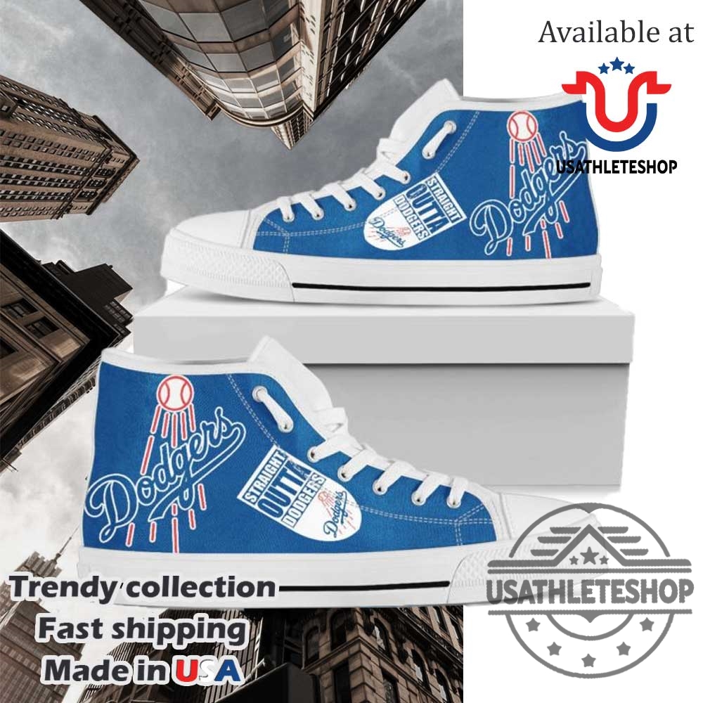 "Top Los Angeles Dodgers High Top Sneakers for Ultimate Fans" 9 Straight Outta Fans Los Angeles Dodgers High Top Shoes White Sole Sneaker