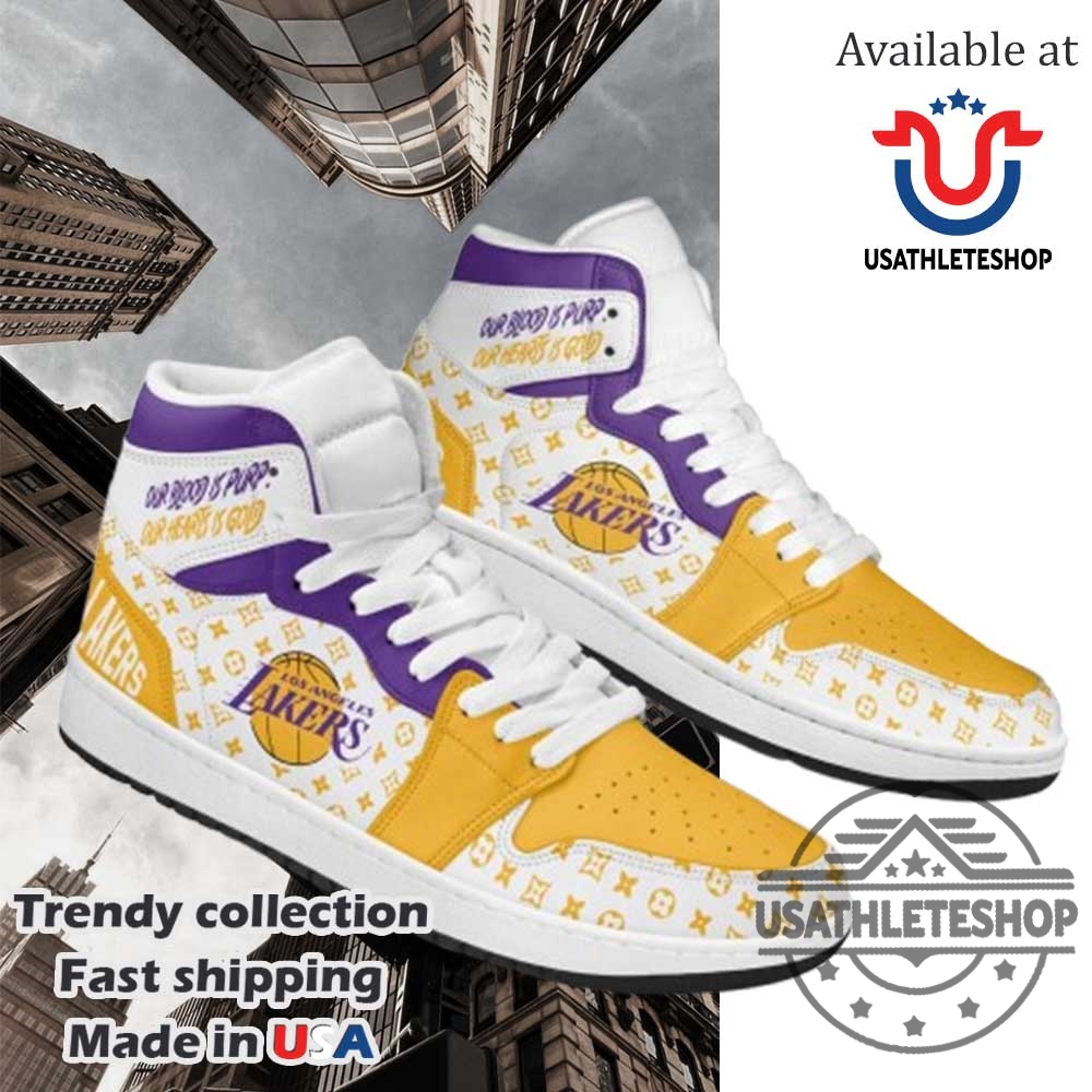 Los Angeles Lakers Air Jordan High Top Sneakers Aj1 Shoes For Men Women