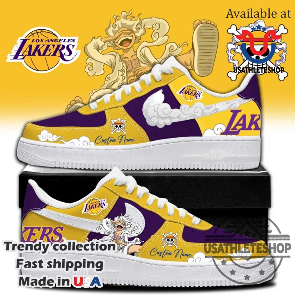 One Piece X Los Angeles Lakers Nike Air Force 1 Sneakers Limited Edition