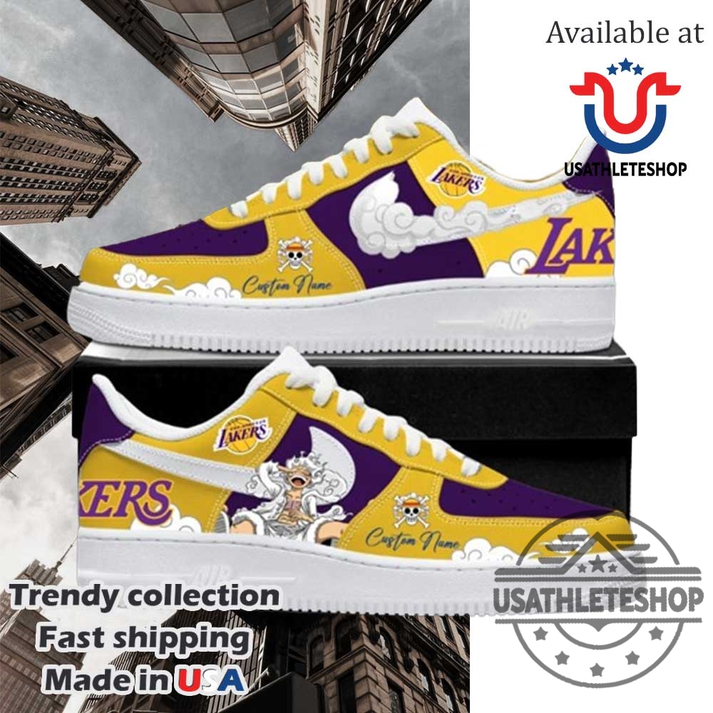 One Piece X Los Angeles Lakers Nike Air Force 1 Sneakers Limited Edition 3 One Piece x Los Angeles Lakers Nike Air Force 1 Sneakers – Limited Edition