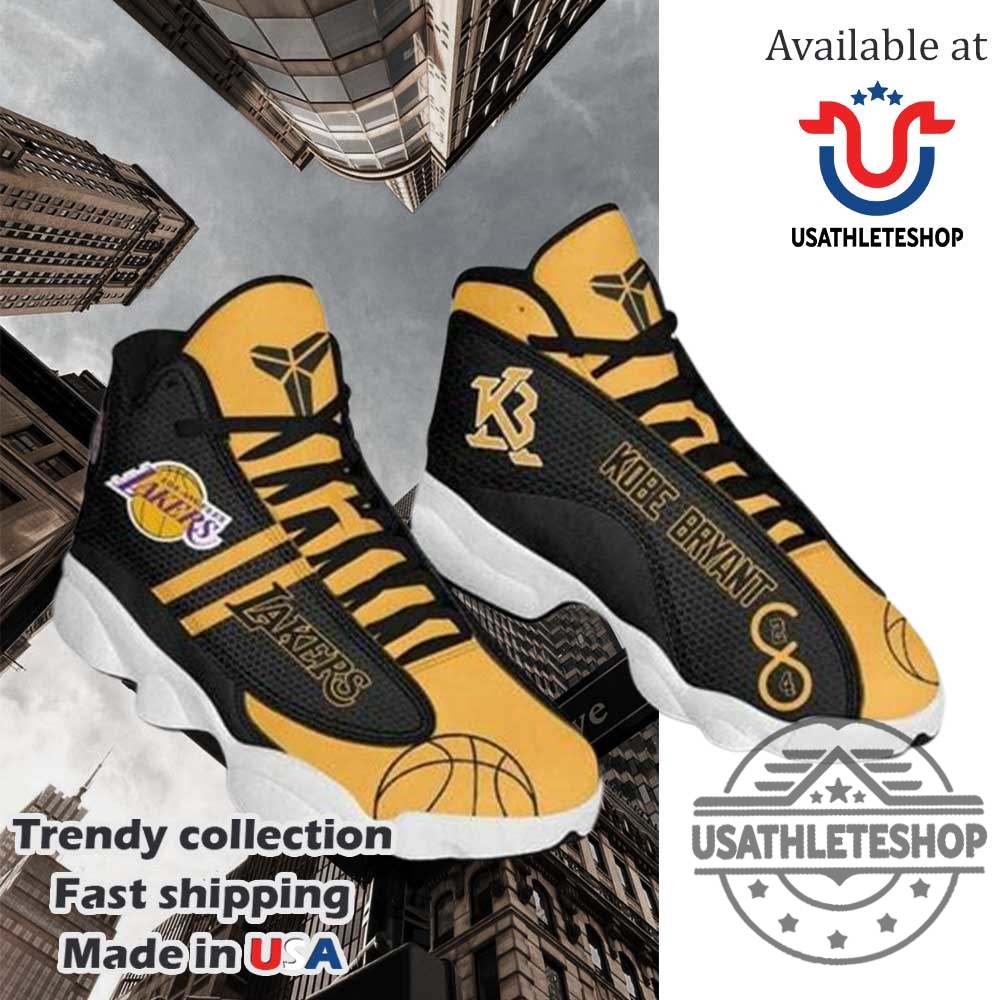 Kobe Bryant Black Yellow Los Angeles Lakers Air Jordan 13 Sneakers
