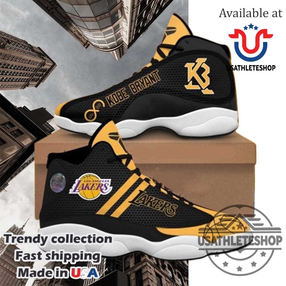 Kobe Bryant Black Yellow Los Angeles Lakers Air Jordan 13 Sneakers 3 Kobe Bryant Black & Yellow Los Angeles Lakers Air Jordan 13 Sneakers