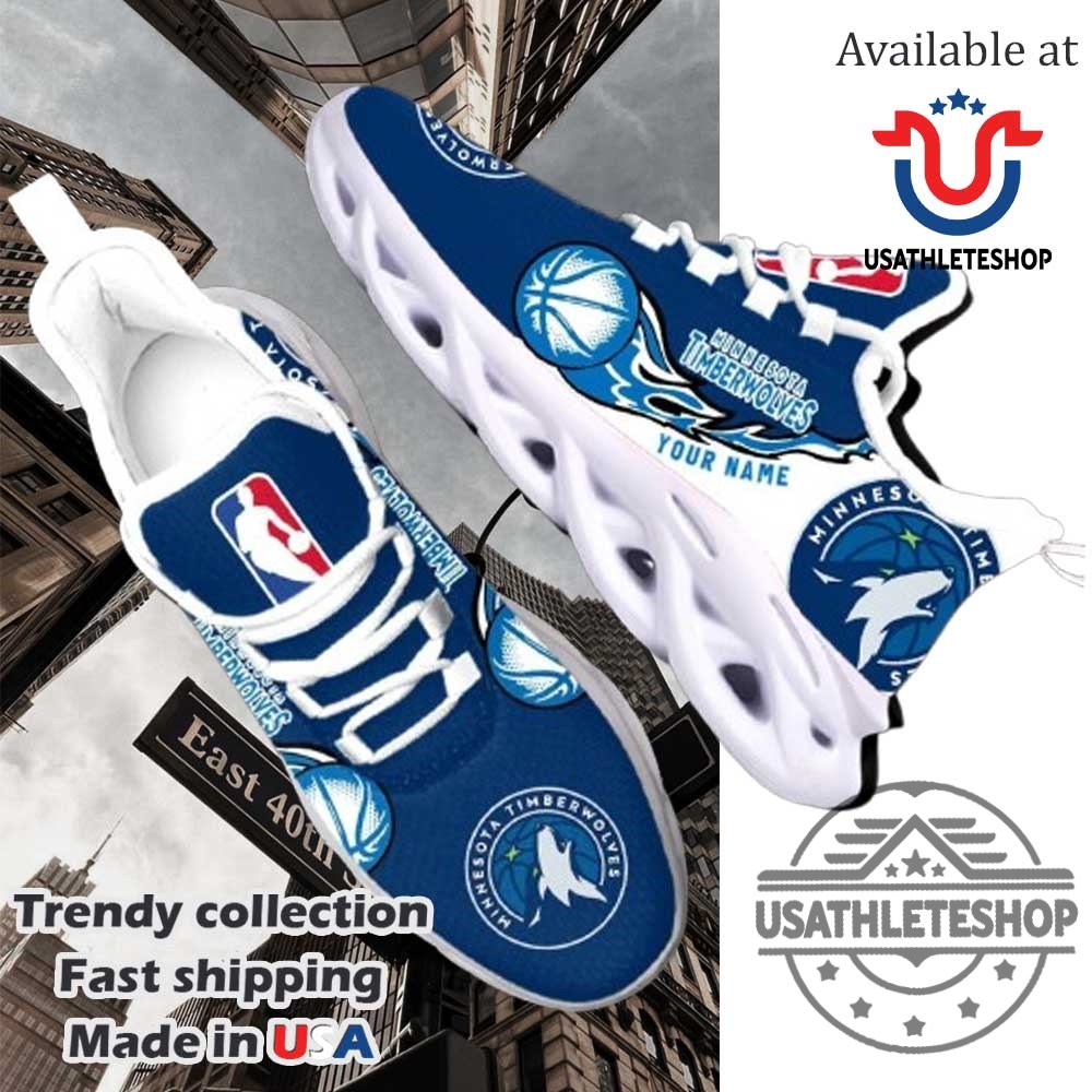 "Top 5 Must-Have Lakers and Timberwolves Themed Sneakers for Fans" 5 Personalized Minnesota Timberwolves Fireball Max Soul Sneakers Custom Name White Sole