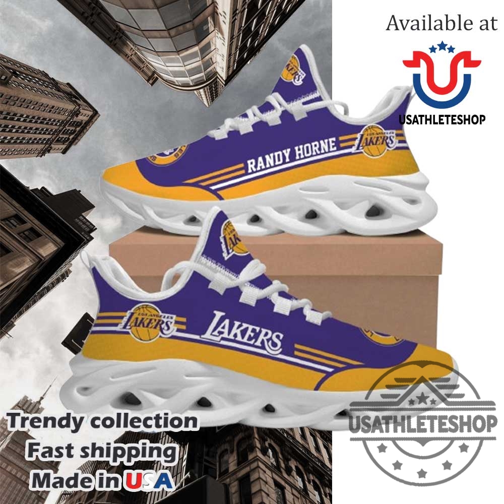 Los Angeles Lakers Custom Name Max Soul Sneakers White Sole Personalized Nba Shoes 3 Los Angeles Lakers Custom Name Max Soul Sneakers – White Sole Personalized NBA Shoes