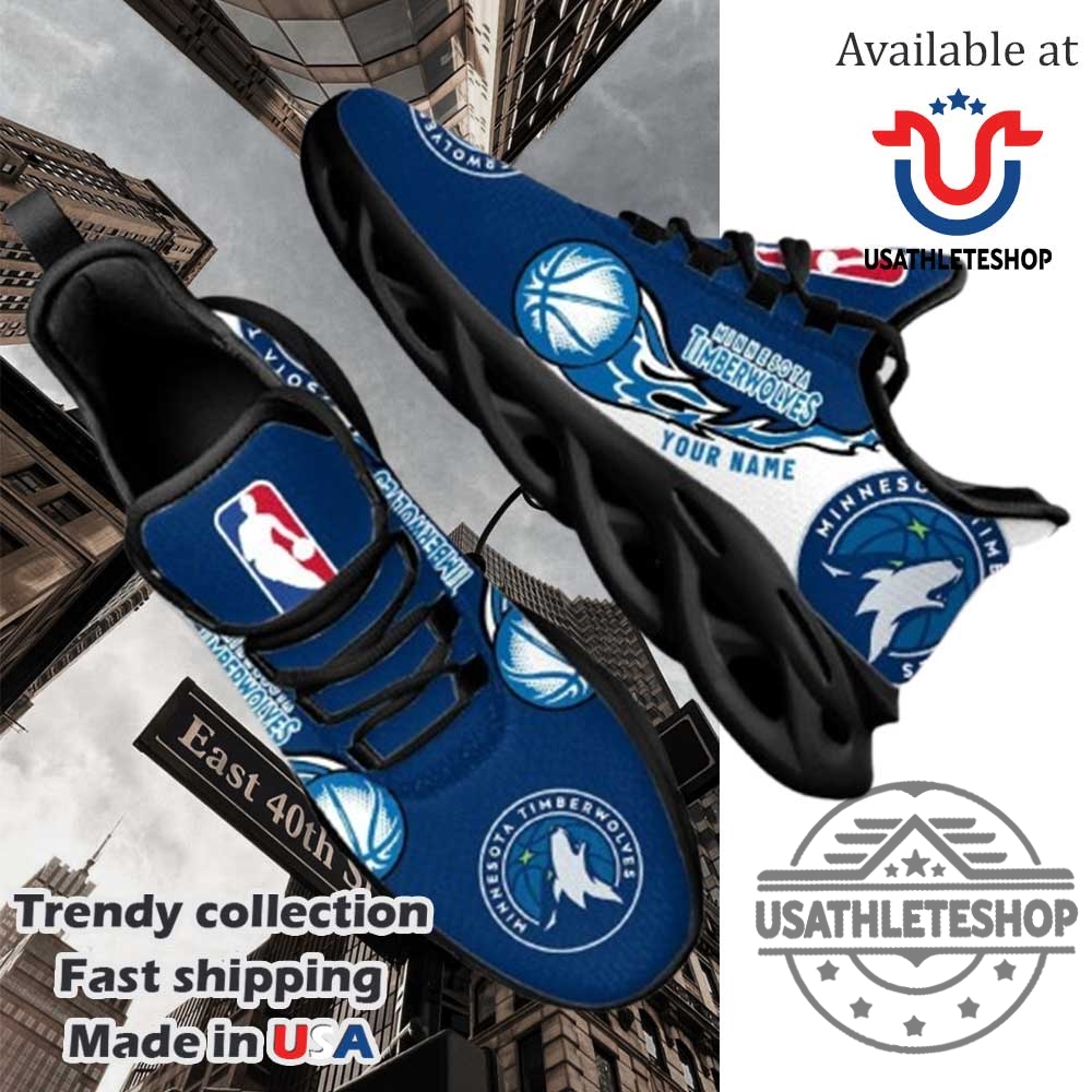 "Top 5 Must-Have Lakers and Timberwolves Themed Sneakers for Fans" 8 Personalized Minnesota Timberwolves Fireball Max Soul Sneakers Custom Name Black Sole