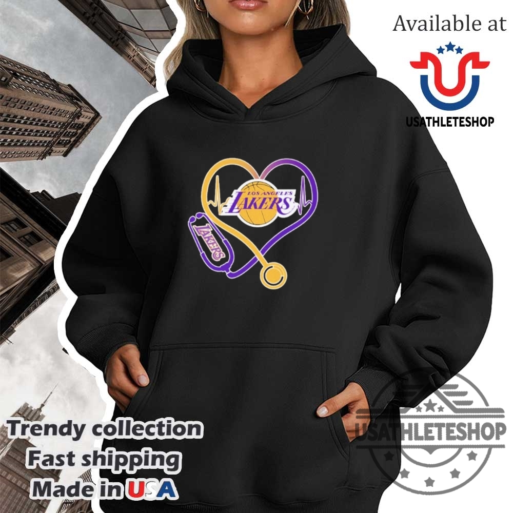 Los Angeles Lakers Caring Hearts Nurses Tshirt Nba Fan Apparel 4 Los Angeles Lakers Caring Hearts Nurses T-Shirt – NBA Fan Apparel