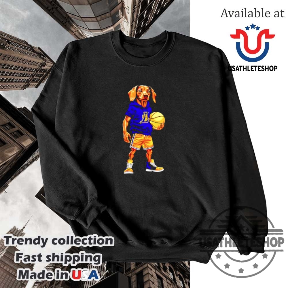 Los Angeles Lakers X Dachshund Dogs Tshirt Fun Nba Fan Apparel 5 Los Angeles Lakers x Dachshund Dogs T-Shirt – Fun NBA Fan Apparel