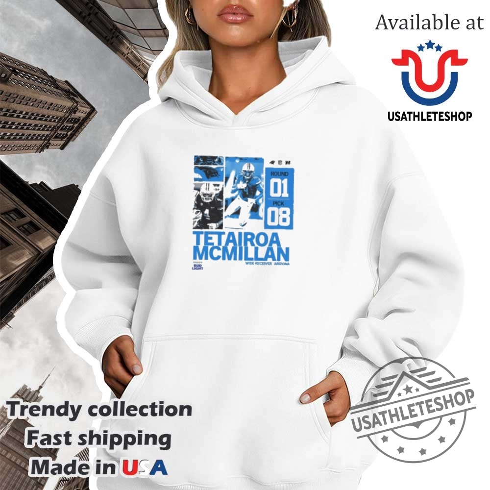 Tetairoa Mcmillan Carolina Panthers Round 1 Pick 8 Wr Nfl Draft 2025 Tshirt 4 Tetairoa McMillan Carolina Panthers Round 1 Pick 8 WR NFL Draft 2025 T-Shirt