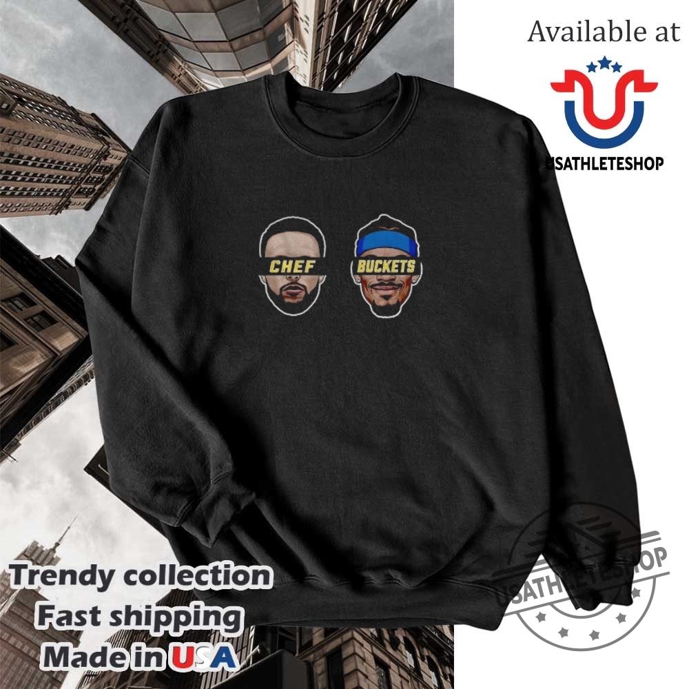Stephen Curry Chef Jimmy Butler Buckets Big Heads Nba Shirt Golden State Warriors Fan Gear 5 Stephen Curry Chef & Jimmy Butler Buckets Big Heads NBA Shirt - Golden State Warriors Fan Gear
