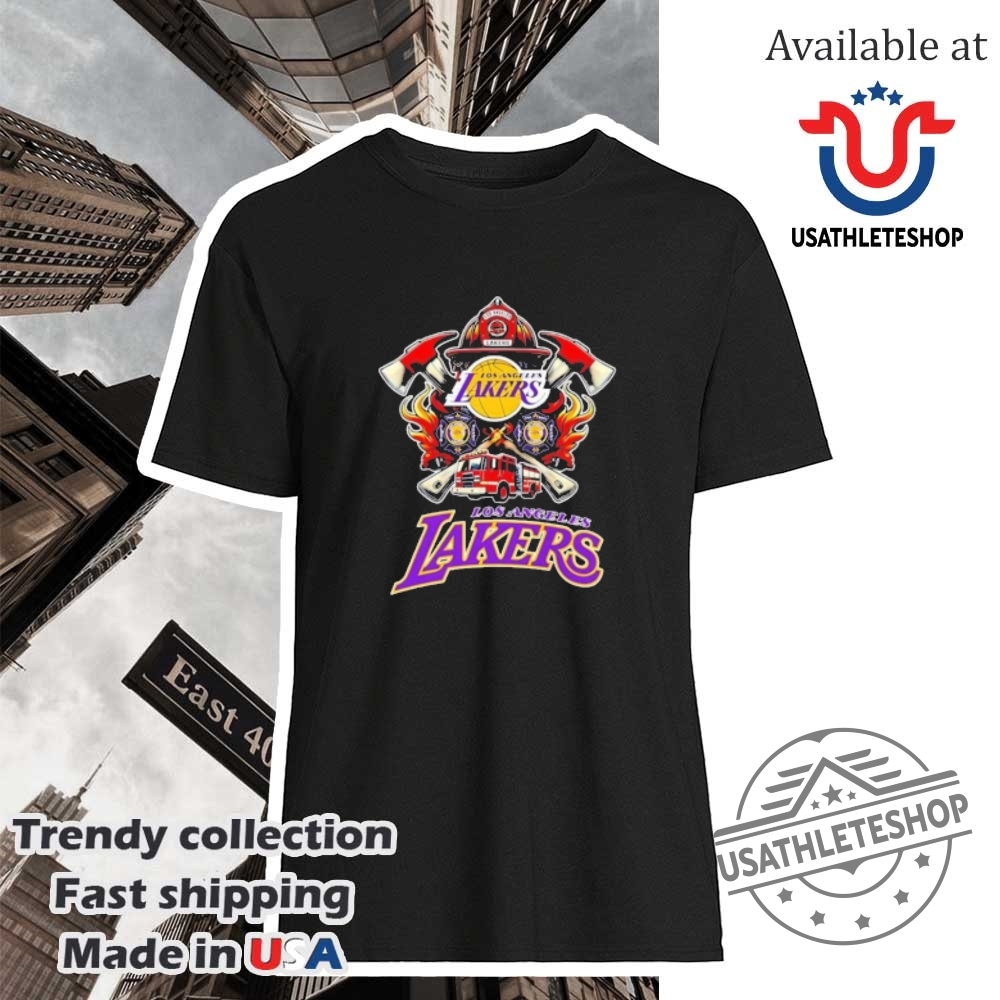 "Top 2025 Sports Shirts: Knicks, Celtics, Jaguars, NFL Draft Tees" 15 Los Angeles Lakers Firefighter Scba Logo Tshirt
