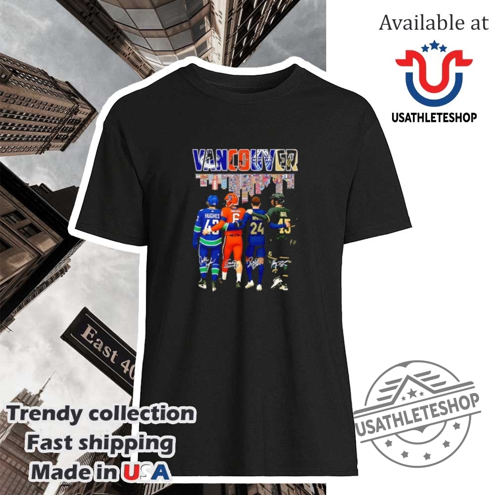 "Top 2025 Sports Shirts: Knicks, Celtics, Jaguars, NFL Draft Tees" 18 Vancouver Skyline City Hughes Shrader White And Bal Teams Sport Shirt