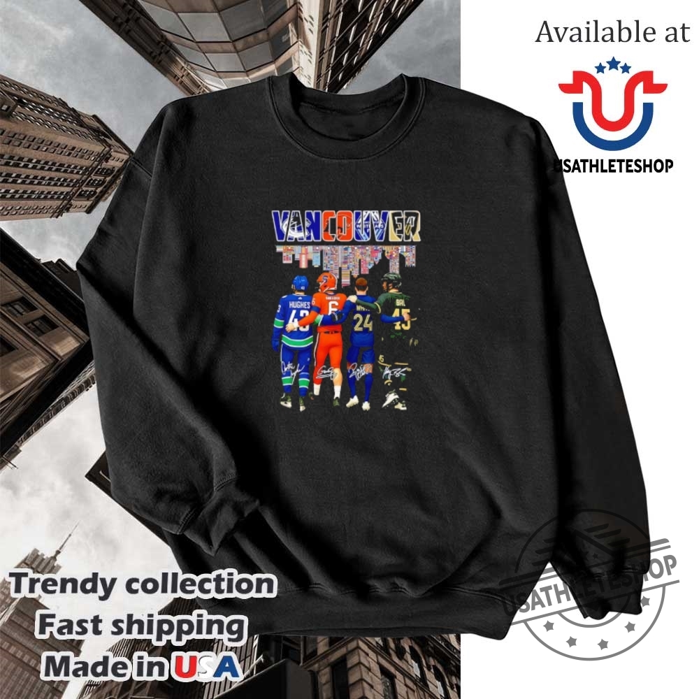 Vancouver Skyline City Hughes Shrader White And Bal Teams Sport Shirt 5 Vancouver skyline city Hughes Shrader White and Bal teams sport shirt
