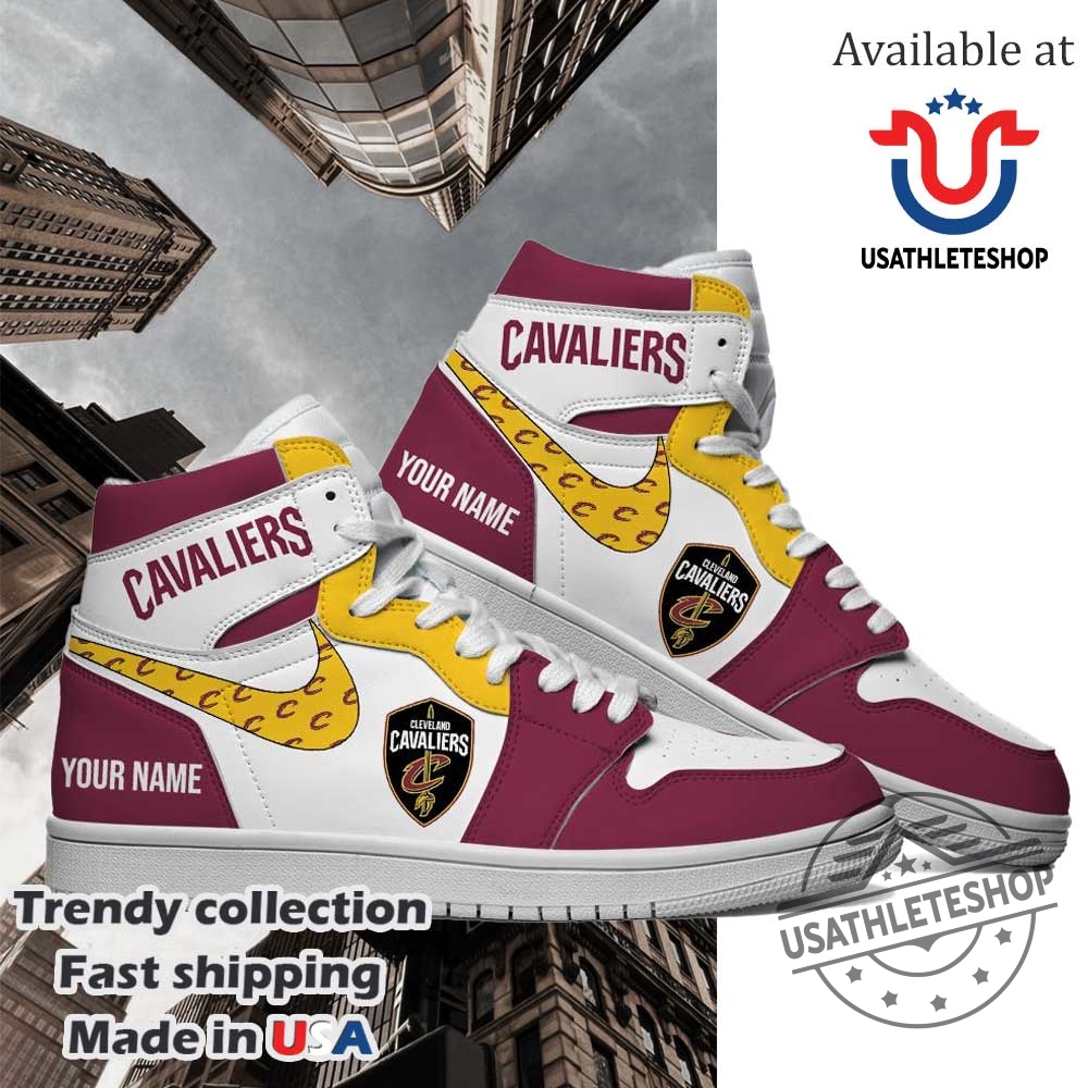 "Top Cleveland Cavaliers Air Jordan Sneakers: Custom Styles & Limited Editions" 3 Cleveland Cavaliers Nba Custom Name Air Jordan 1 High Top Shoes For Men Women
