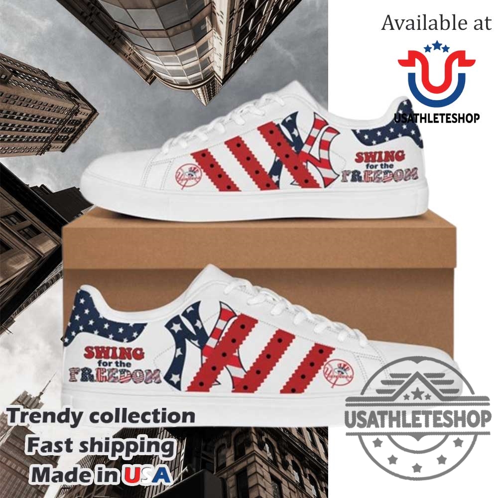 "Top 5 Custom New York Yankees Sneakers Every Fan Needs" 5 New York Yankees Swing For The Freedom Stan Smith Shoes Personalized Mlb Sneakers
