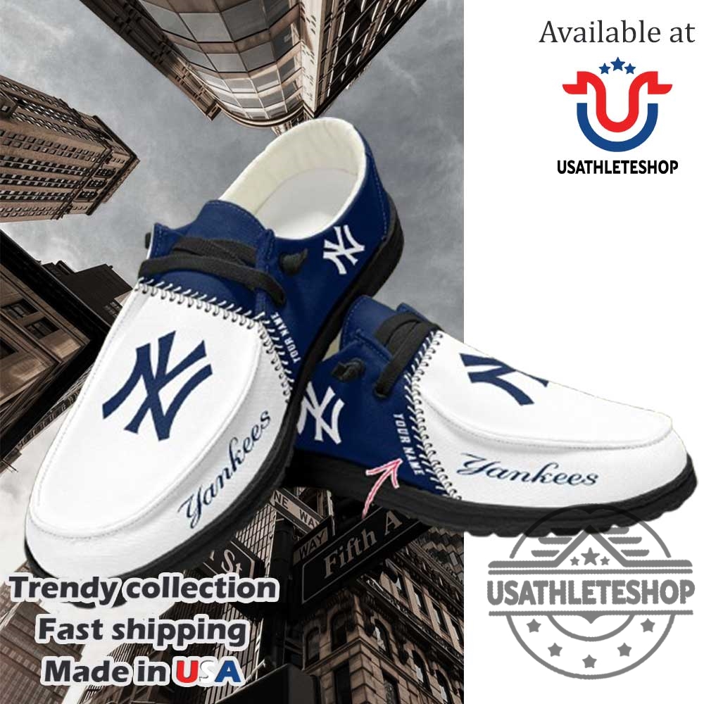 "Top 5 Custom New York Yankees Sneakers Every Fan Needs" 6 New York Yankees Mlb Personalized Hey Dude Shoes With Black Sole