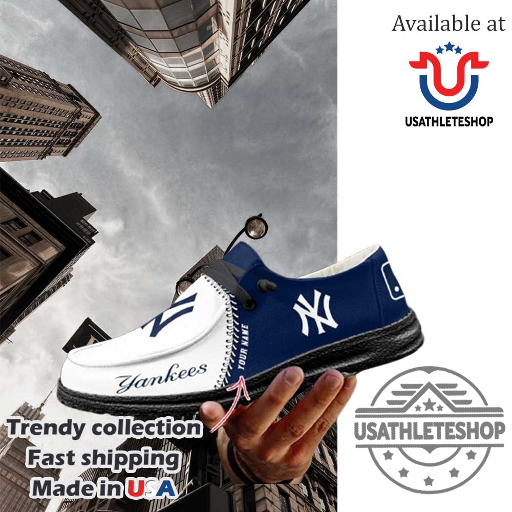 New York Yankees Mlb Personalized Hey Dude Shoes With Black Sole 3 New York Yankees MLB Personalized Hey Dude Shoes with Black Sole
