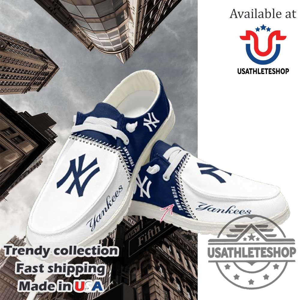 "Top 5 Custom New York Yankees Sneakers Every Fan Needs" 7 New York Yankees Mlb Personalized Hey Dude Shoes With White Sole Custom Mlb Sneakers
