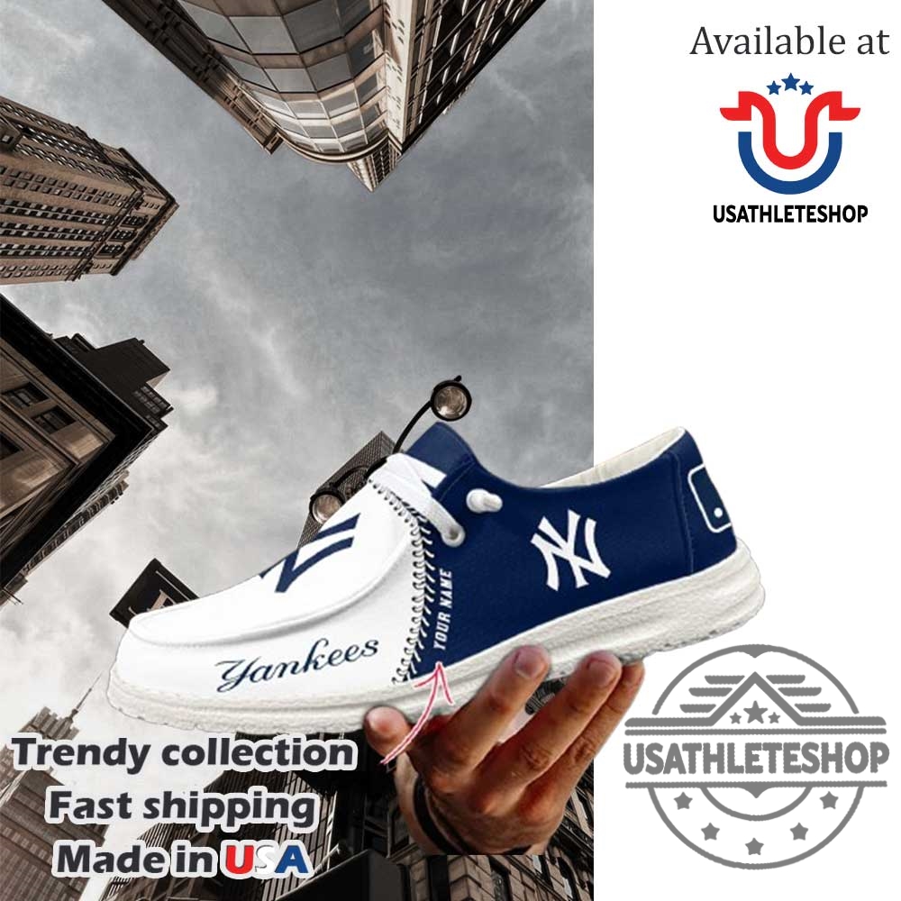 New York Yankees Mlb Personalized Hey Dude Shoes With White Sole Custom Mlb Sneakers 4 New York Yankees MLB Personalized Hey Dude Shoes with White Sole – Custom MLB Sneakers
