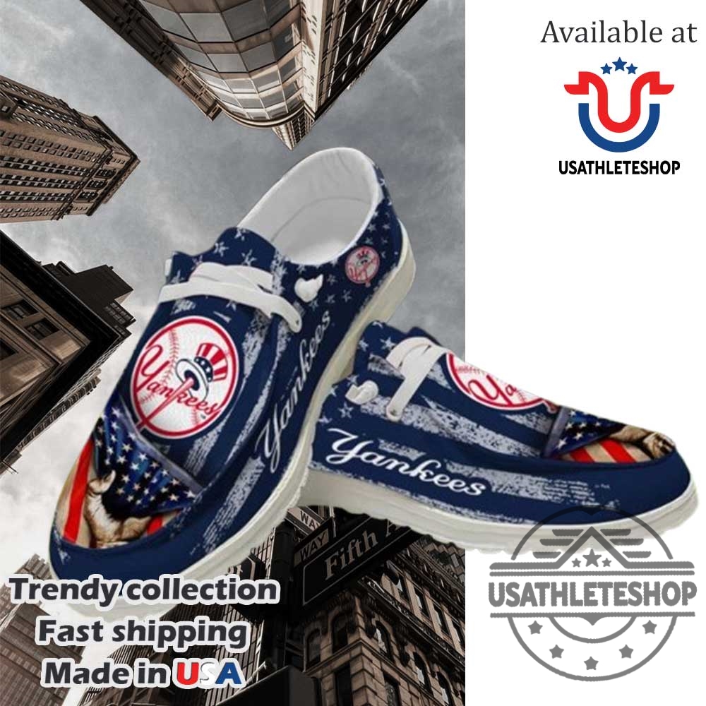 "Top 5 Custom New York Yankees Sneakers Every Fan Needs" 9 New York Yankees American Proud Personalized Hey Dude Shoes With White Sole Custom Mlb Sneakers