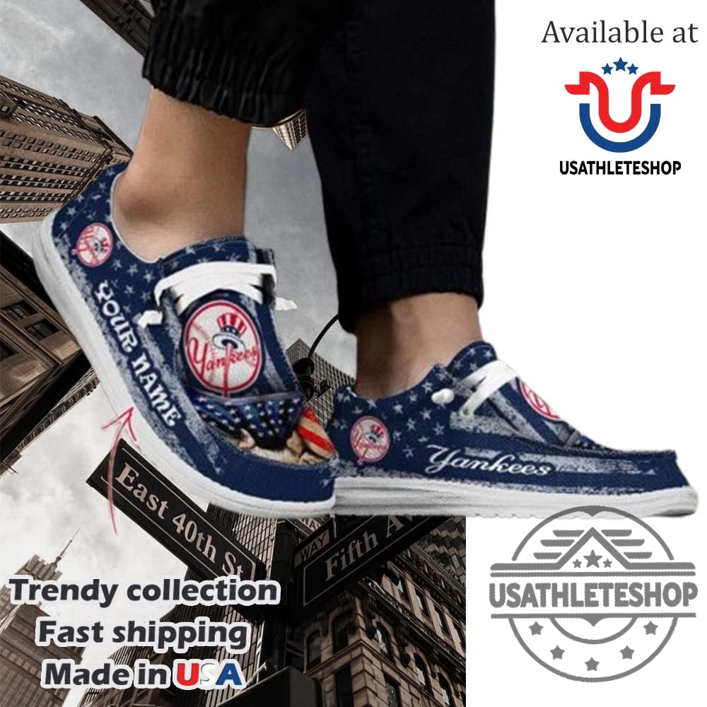 New York Yankees American Proud Personalized Hey Dude Shoes With White Sole Custom Mlb Sneakers 5 New York Yankees American Proud Personalized Hey Dude Shoes with White Sole – Custom MLB Sneakers