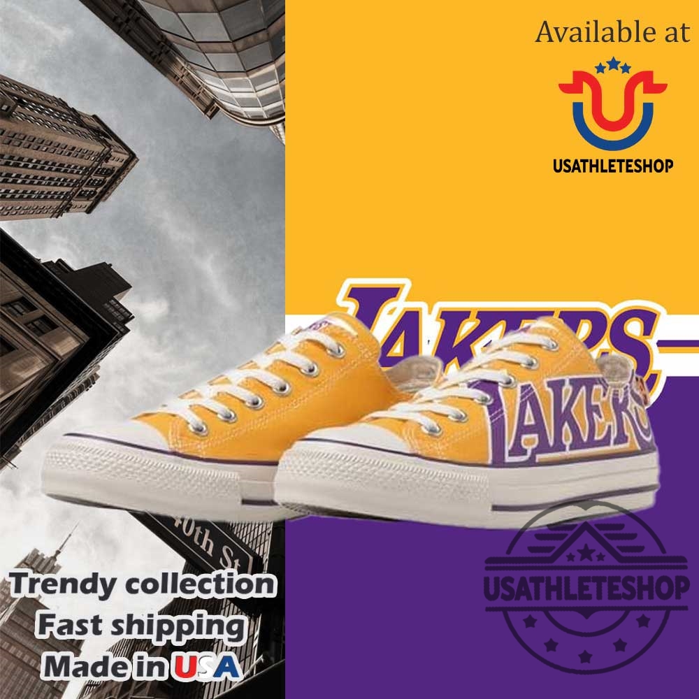 Los Angeles Lakers Converse Sneakers Lowtop Basketball Shoes For Fans
