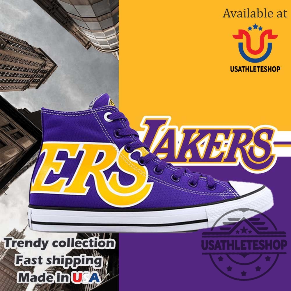 Los Angeles Lakers Hightop Converse Sneakers Basketball Shoes For Fans