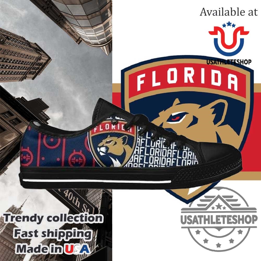 Nhl Florida Panthers Low Top Shoes Custom Black Sole Fan Sneakers