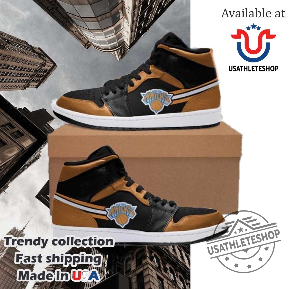 Nba New York Knicks Orange Black Air Jordan 1 High Sneakers 3 NBA New York Knicks Orange Black Air Jordan 1 High Sneakers