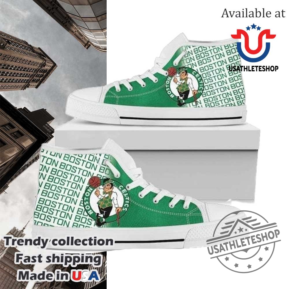 Boston Celtics High Top Canvas Sneakers Retro Nba Basketball Shoes For Fans With Classic Team Logo And Bold Boston Print 3 Boston Celtics High Top Canvas Sneakers – Retro NBA Basketball Shoes for Fans With Classic Team Logo and Bold Boston Print