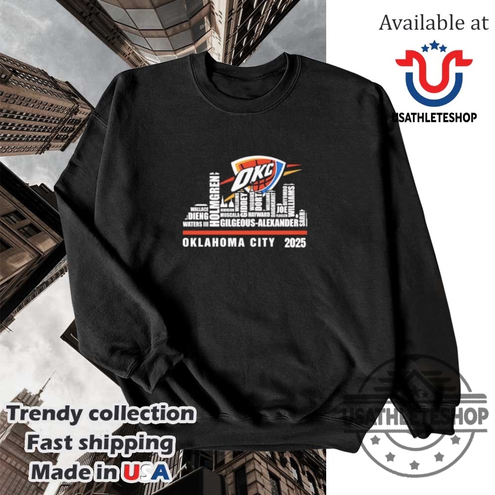 Oklahoma City Thunder City Skyline All Names Of Legends 2025 Tshirts 5 Oklahoma City Thunder city skyline all names of legends 2025 T-shirts