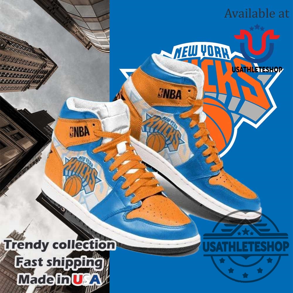 "Top NBA-Themed Sneakers: Air Jordans and Yeezys for Knicks, Celtics Fans" 2 Nba New York Knicks Orange Blue Air Jordan 1 High Sneakers