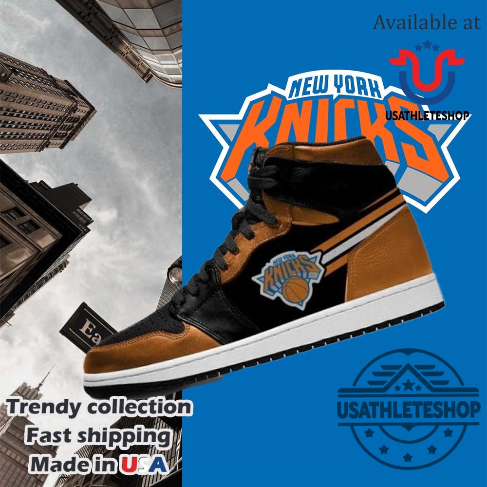 Nba New York Knicks Orange Black Air Jordan 1 High Sneakers 5 NBA New York Knicks Orange Black Air Jordan 1 High Sneakers